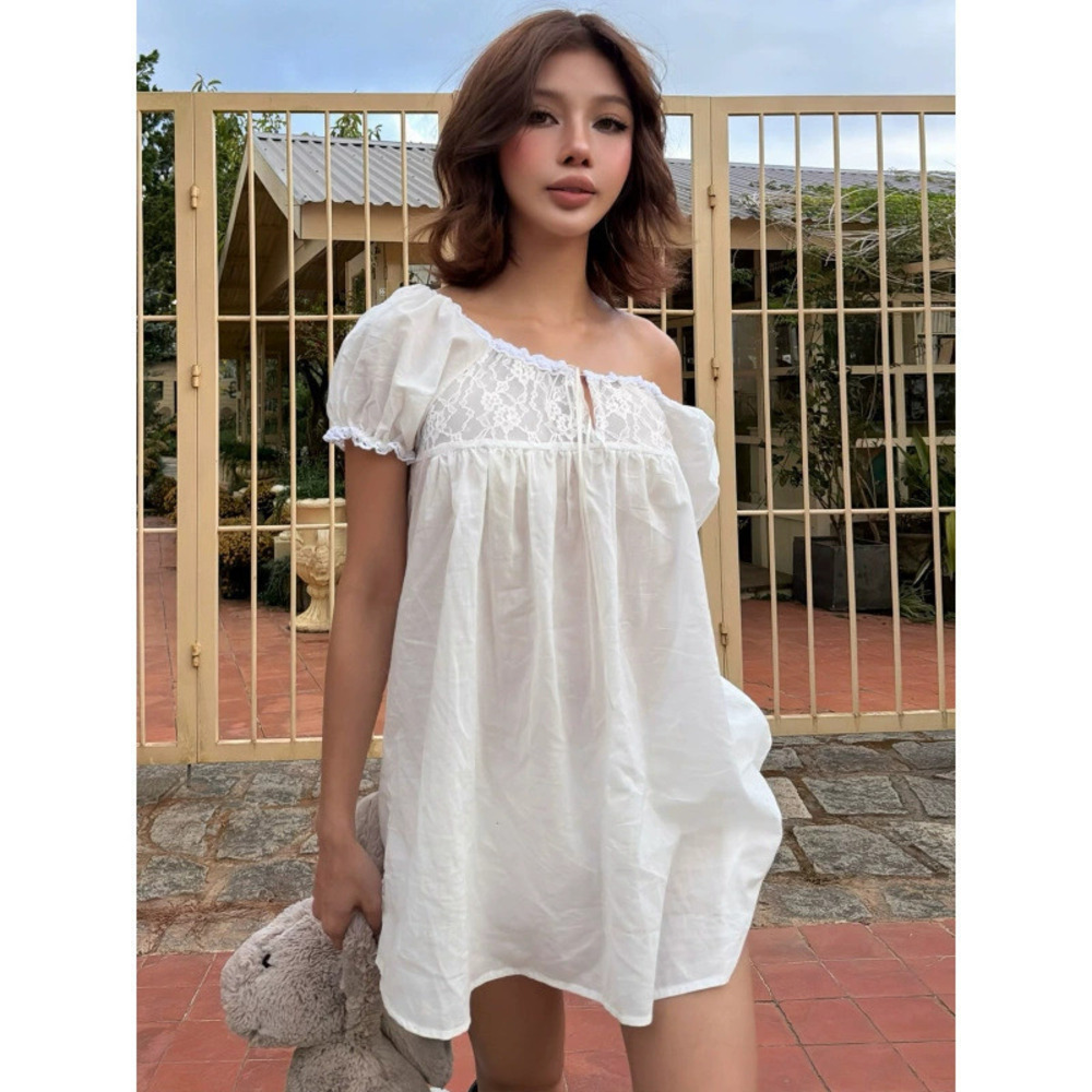 Zara Spring Forest Puff Sleeve Loose Fit Mini Dress